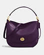 COACH®,TURNLOCK HOBO,Leather,Large,Aubergine/Light Gold,Front View