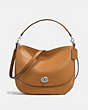 COACH®,TURNLOCK HOBO,Leather,Large,Silver/Light Saddle,Front View