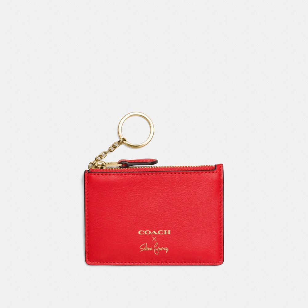 COACH®,Cuir de veau raffiné,Or/Rouge Selena,Front View