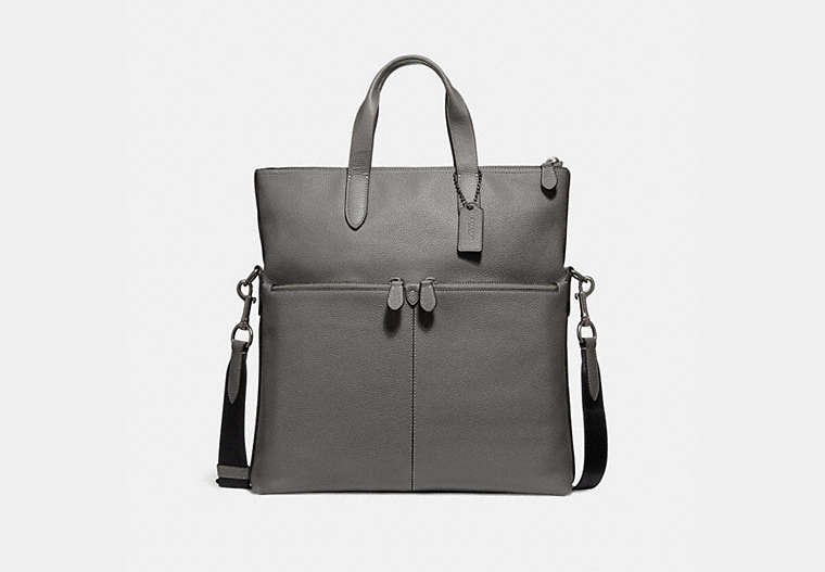 COACH®,METROPOLITAN UTILITY TOTE,Leather,X-Large,Black Antique Nickel/Heather Grey,Front View