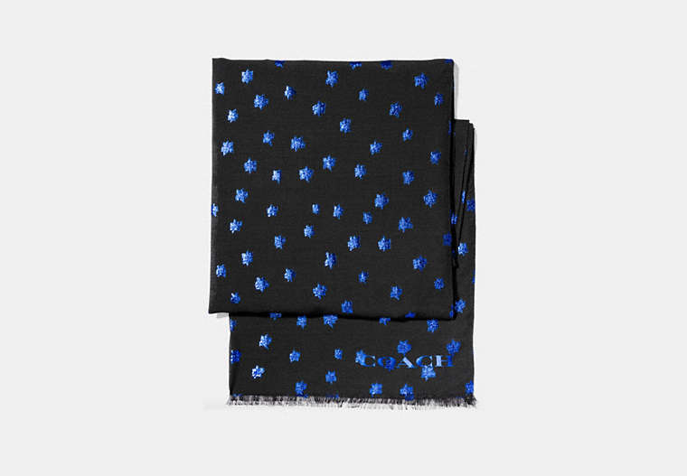 COACH®,STAR PRINT SCARF,Black,Front View