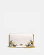 COACH®,CALLIE FOLDOVER CHAIN CLUTCH WITH METAL TEA ROSE,Leather,Mini,Brass/Chalk,Front View