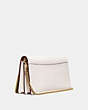 COACH®,CALLIE FOLDOVER CHAIN CLUTCH WITH METAL TEA ROSE,Leather,Mini,Brass/Chalk,Angle View
