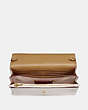 COACH®,CALLIE FOLDOVER CHAIN CLUTCH WITH METAL TEA ROSE,Leather,Mini,Brass/Chalk,Inside View,Top View