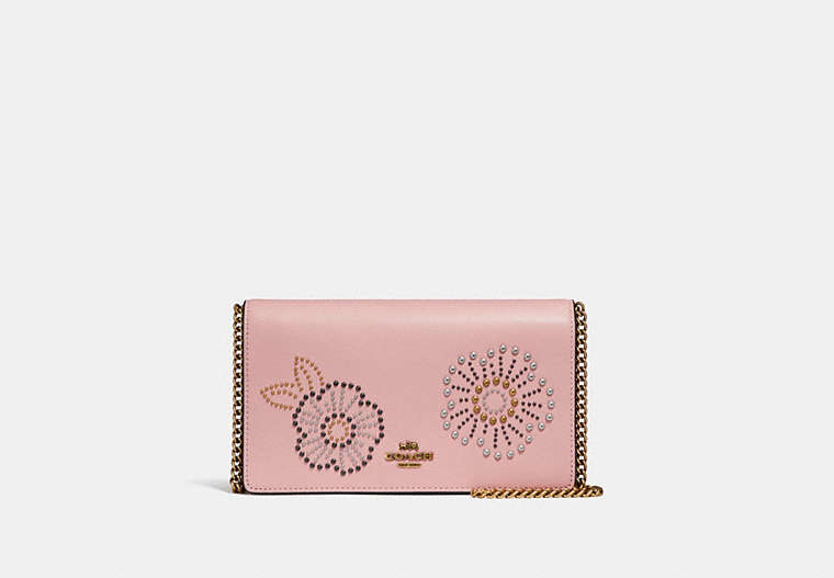Foldover Chain Clutch With Tea Rose Rivets
