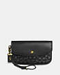 COACH®,CLUTCH IN SIGNATURE LEATHER,Brass/Black,Front View