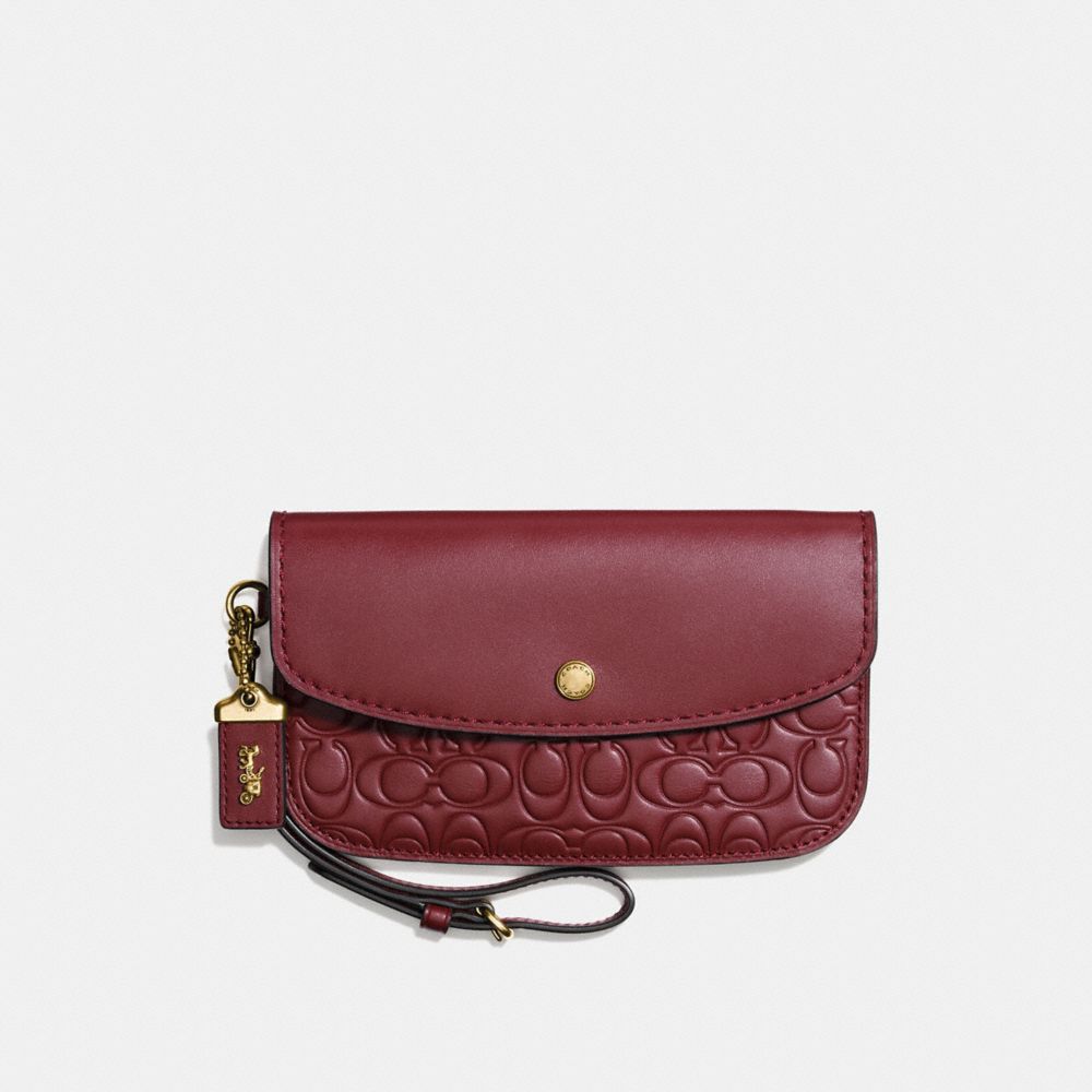 COACH®,Clutch In Signature Leather,,Front View