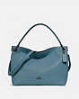 COACH®,CLARKSON HOBO,Pebbled Leather,Large,Dark Gunmetal/Chambray,Front View