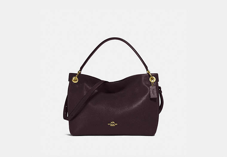 COACH®,CLARKSON HOBO,Pebbled Leather,Large,Gold/Oxblood,Front View
