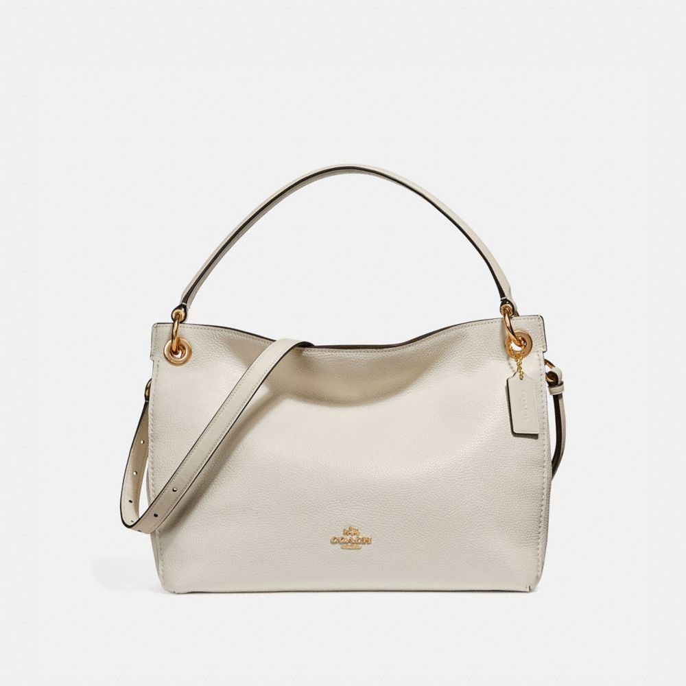 COACH®,CLARKSON HOBO,Pebbled Leather,Large,Chalk/Light Gold,Front View