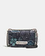 COACH®,COACH SWAGGER SHOULDER BAG 20 WITH PATCHWORK TEA ROSE AND SNAKESKIN DETAIL,Leather,Mini,Silver/NAVY MULTI,Front View