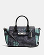 COACH®,COACH SWAGGER 27 WITH PATCHWORK TEA ROSE AND SNAKESKIN DETAIL,Leather,Large,Silver/NAVY MULTI,Front View