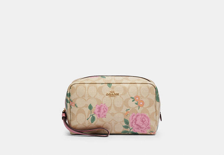 Boxy Cosmetic Case In Signature Canvas With Prairie Rose Print