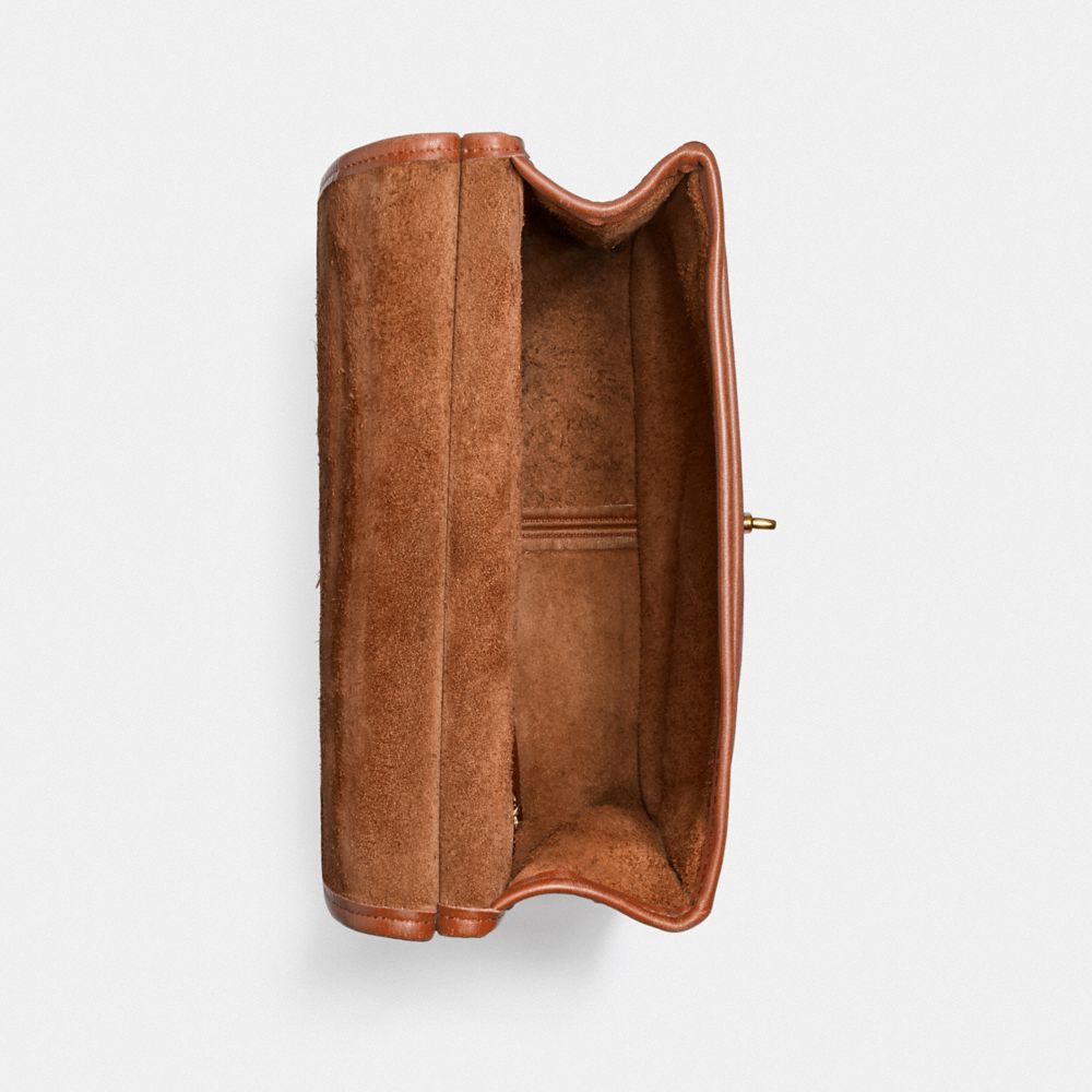 COACH®,RESTORED WILLIS TOP HANDLE,Leather,Medium,Brass/British Tan,Inside View,Top View