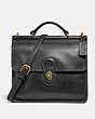 COACH®,RESTORED WILLIS TOP HANDLE,Leather,Medium,Brass/Black,Front View