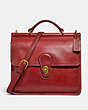 COACH®,RESTORED WILLIS TOP HANDLE,Leather,Medium,Brass/Red,Front View