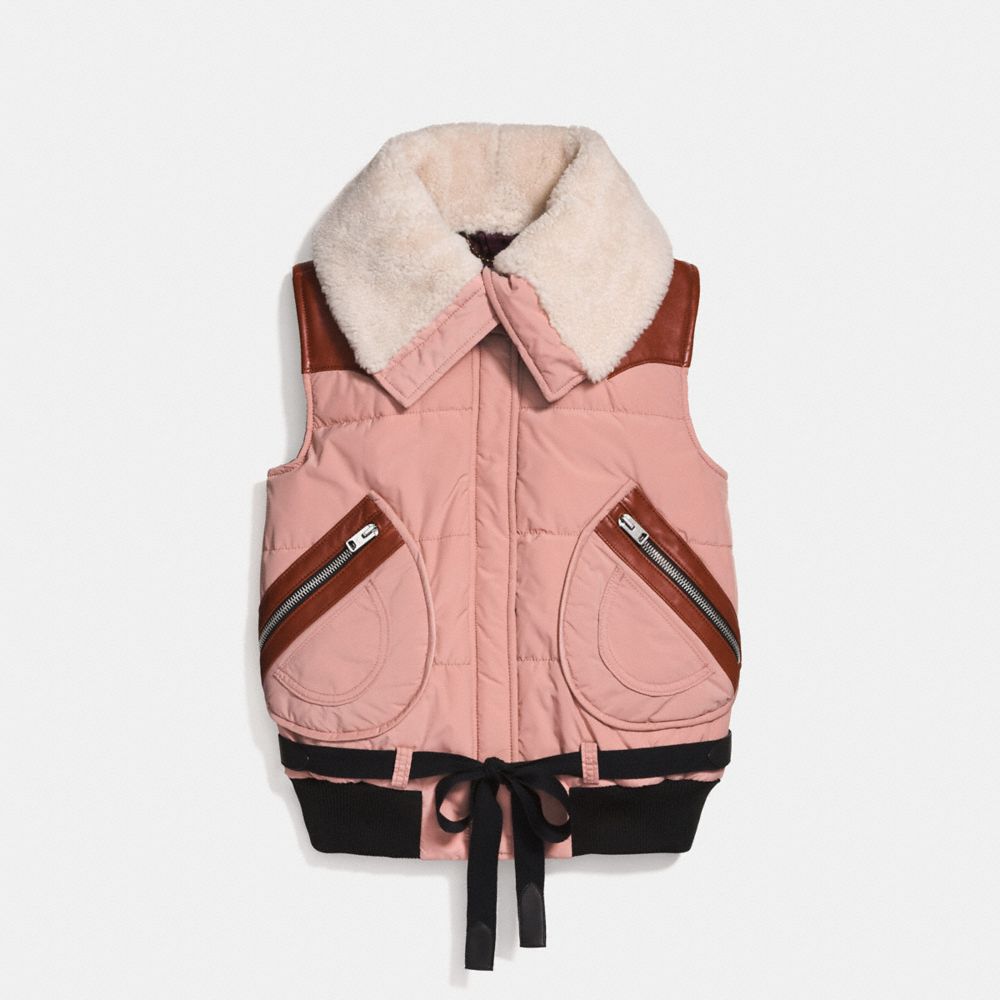 Puffer Vest With Shearling