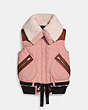 COACH®,PUFFER VEST WITH SHEARLING,Nylon,Dusty Pink,Front View