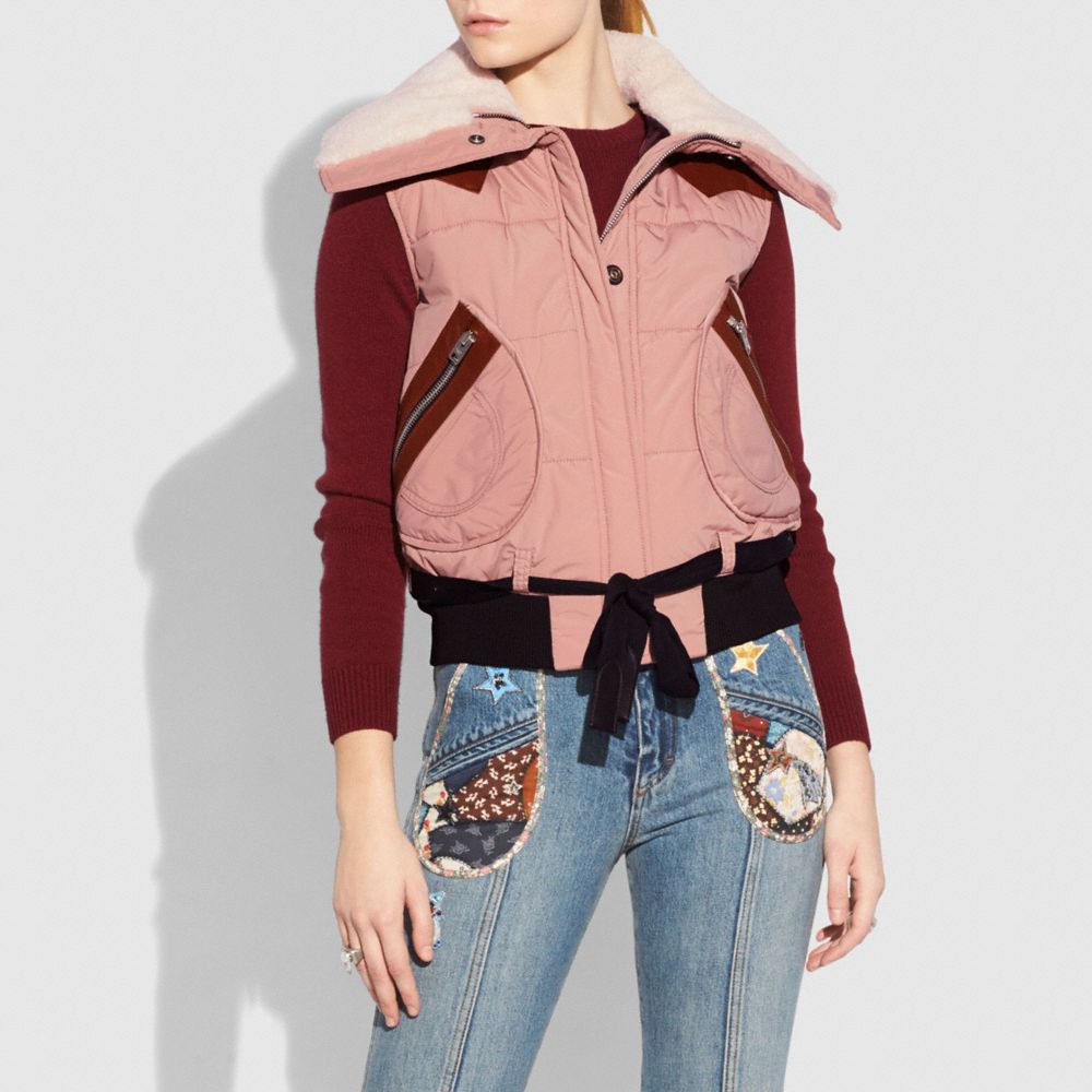 Puffer Vest With Shearling