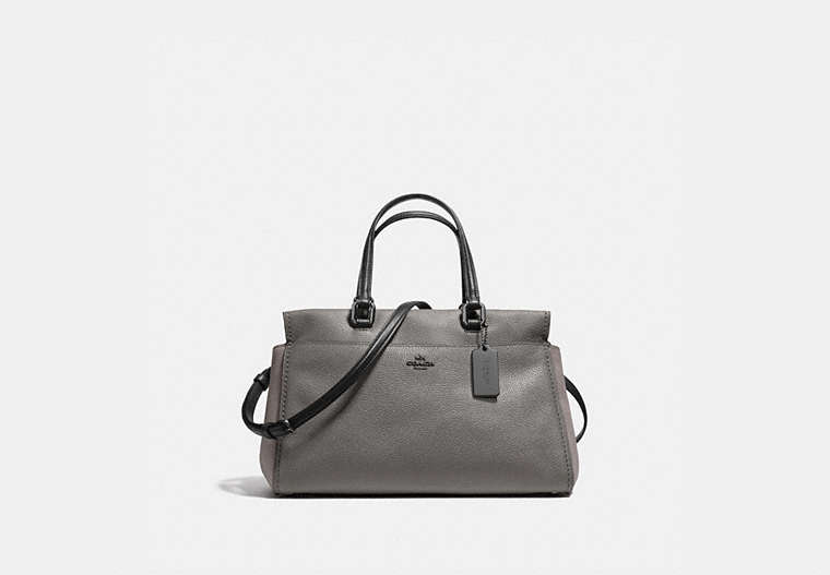 COACH®,FULTON SATCHEL IN COLORBLOCK,Leather,Large,DK/Heather Grey Black,Front View