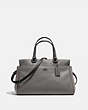 COACH®,FULTON SATCHEL IN COLORBLOCK,Leather,Large,DK/Heather Grey Black,Front View