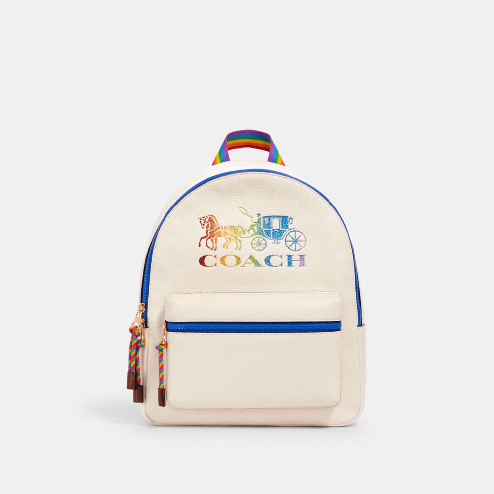 Medium Charlie Backpack With Rainbow Horse And Carriage
