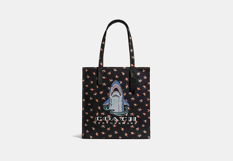 COACH®,SHARKY TOTE,canvas,Black Copper/Black,Front View
