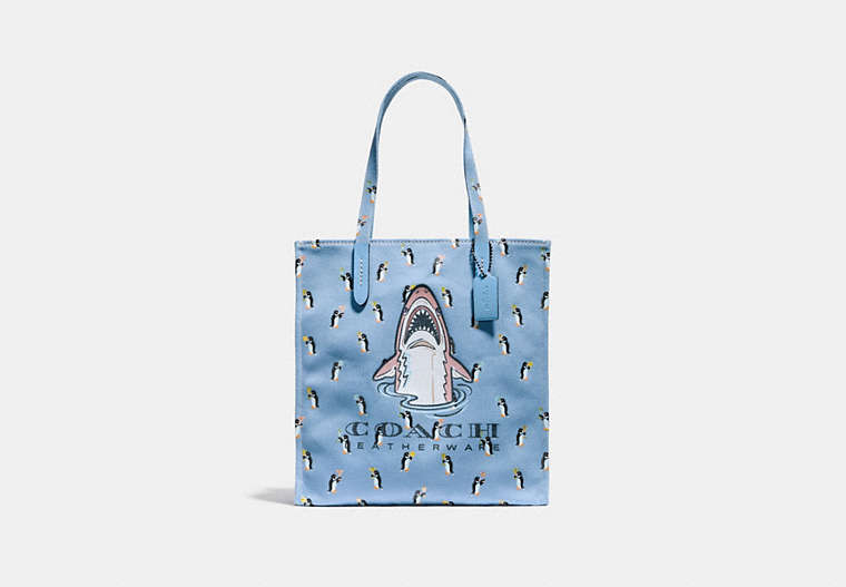 COACH®,SHARKY TOTE,canvas,BP/Cornflower Multi,Front View