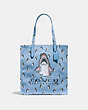COACH®,SHARKY TOTE,canvas,BP/Cornflower Multi,Front View
