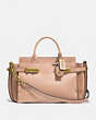 COACH®,COACH DOUBLE SWAGGER,Leather,Large,Brass/Beechwood,Front View