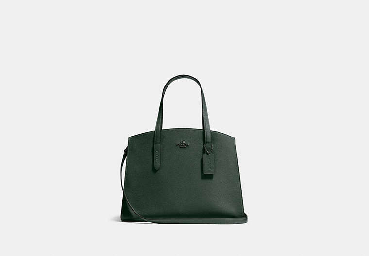 COACH®,CHARLIE CARRYALL,Pebbled Leather,Large,Dark Gunmetal/Ivy,Front View