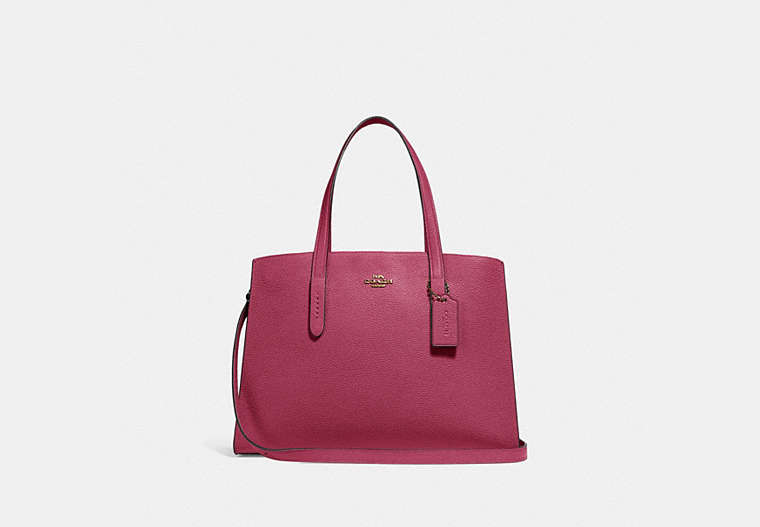 COACH®,CHARLIE CARRYALL,Pebbled Leather,Large,Gold/Dusty Pink,Front View image number 0