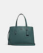COACH®,CHARLIE CARRYALL,Pebbled Leather,Large,Gunmetal/Dark Turquoise,Front View