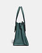 COACH®,CHARLIE CARRYALL,Pebbled Leather,Large,Gunmetal/Dark Turquoise,Angle View