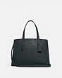 COACH®,CHARLIE CARRYALL,Pebbled Leather,Large,Gunmetal/Pine Green,Front View