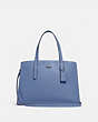COACH®,CHARLIE CARRYALL,Pebbled Leather,Large,Gunmetal/Stone Blue,Front View