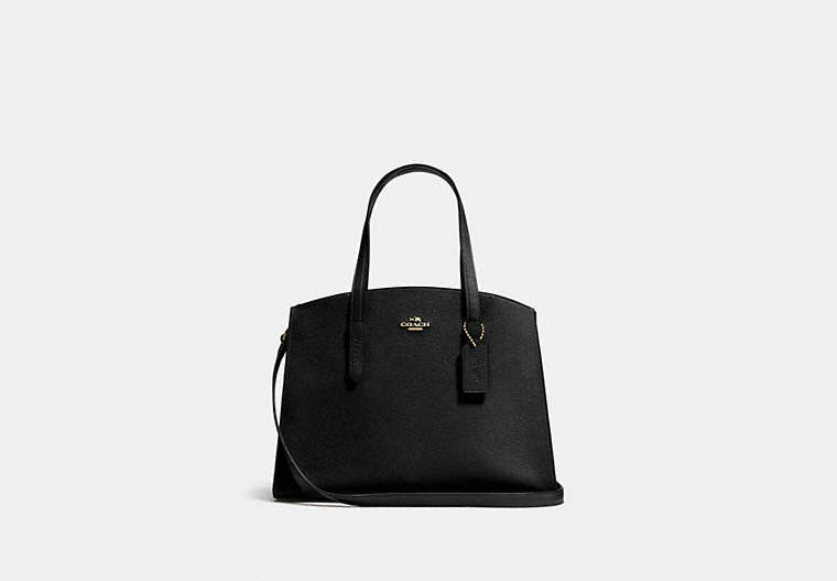 COACH®,CHARLIE CARRYALL,Pebbled Leather,Large,Light Gold/Black,Front View