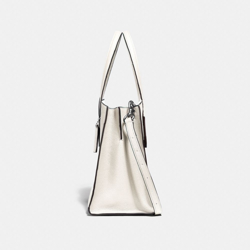 COACH®,CHARLIE CARRYALL,Pebbled Leather,Large,Silver/Chalk,Angle View