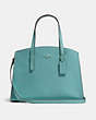 COACH®,CHARLIE CARRYALL,Pebbled Leather,Large,Silver/Marine,Front View