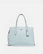 COACH®,CHARLIE CARRYALL,Pebbled Leather,Large,Silver/Sky,Front View