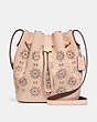 COACH®,BUCKET BAG 18 WITH CUT OUT TEA ROSE,Leather,Medium,Light Gold/Beechwood,Front View