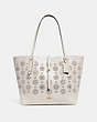 COACH®,MARKET TOTE WITH CUT OUT TEA ROSE,Leather,Large,Light Gold/Chalk Multi,Front View
