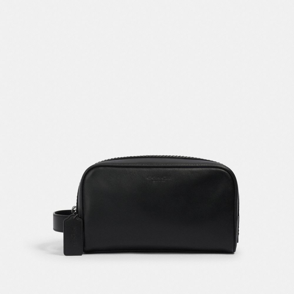 COACH®,SMALL TRAVEL KIT,Medium,Gunmetal/Black,Front View image number 0