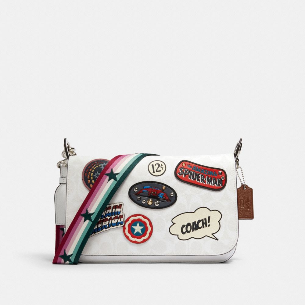 Coach │ Marvel Jes Messenger In Signature Canvas With Patches