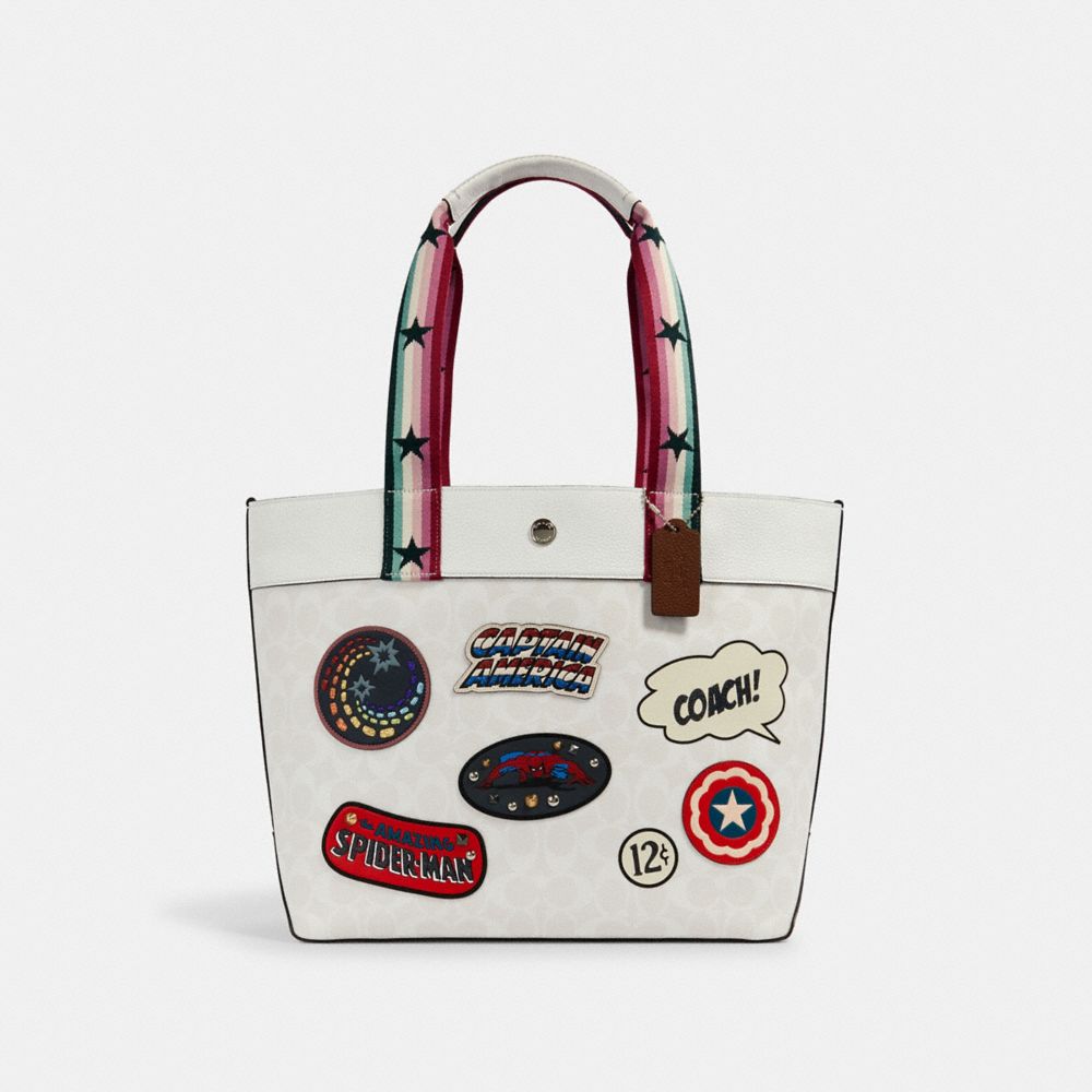 COACH® Outlet | Coach │ Marvel Jes Tote In Signature Canvas With Patches