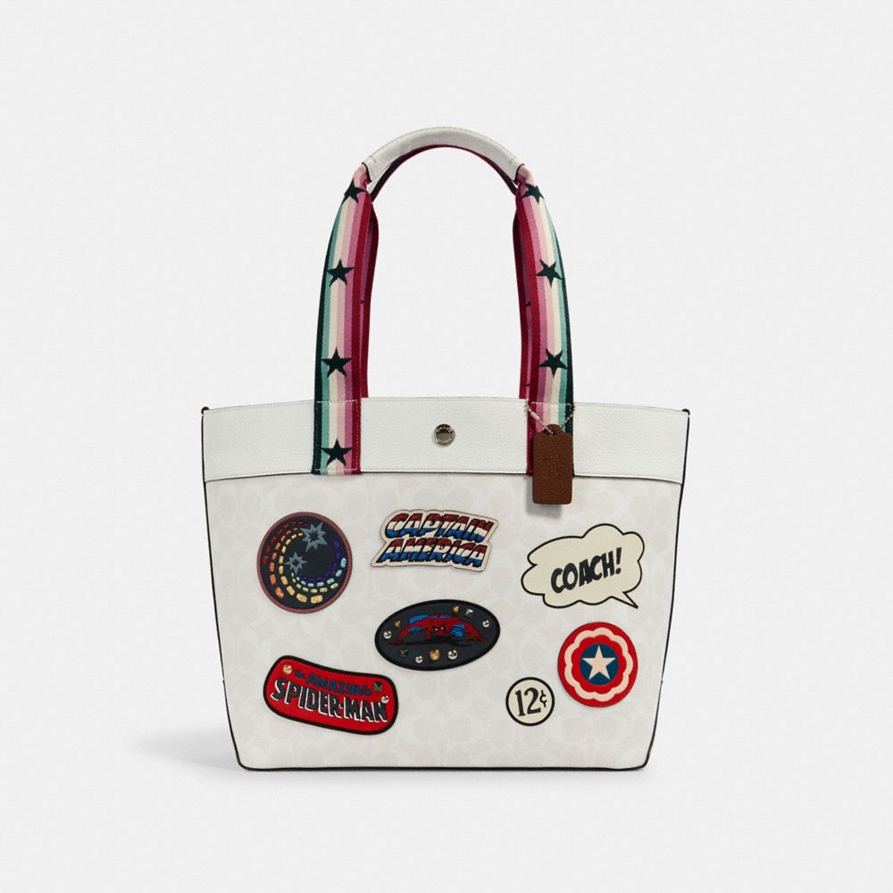 COACH Outlet Coach Marvel Jes Tote In Signature Canvas With Patches