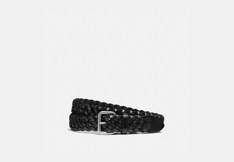 COACH®,HARNESS BUCKLE BELT, 32MM,Leather,RL/BLACK,Front View