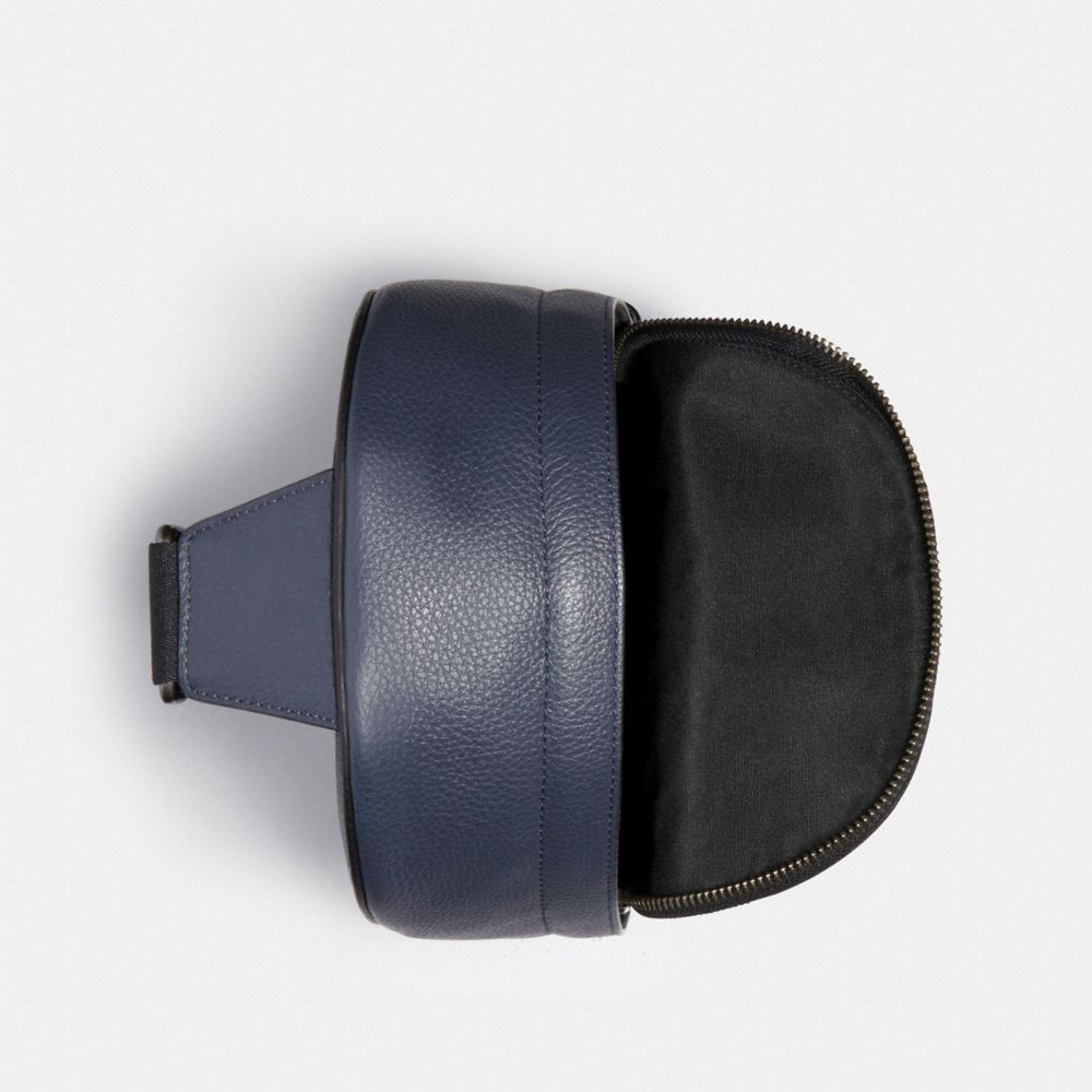 COACH®,WEST PACK,Cuir galet,Bronze Industriel/Bleu marine Minuit,Inside View,Top View