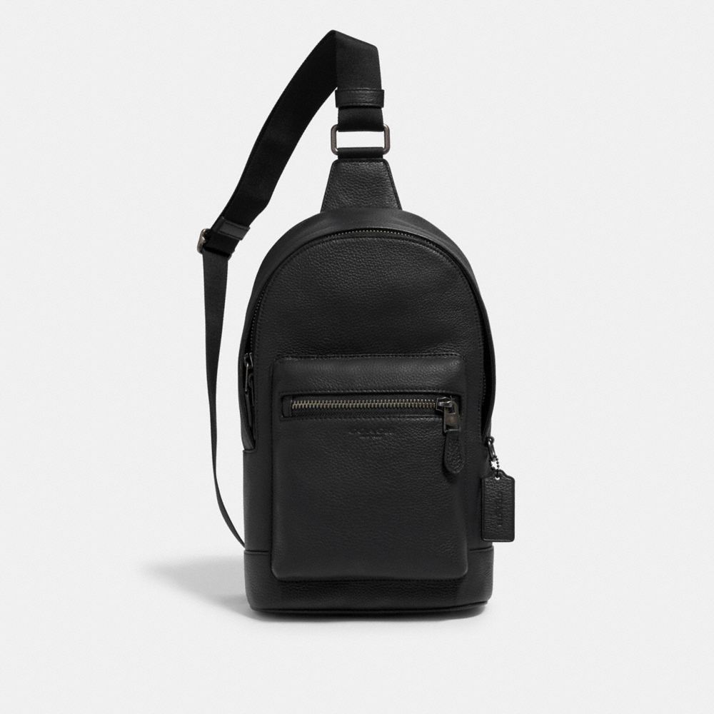 COACH®,WEST PACK,Pebbled Leather,Gunmetal/Black,Front View image number 0