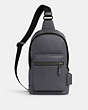 COACH®,WEST PACK,Pebbled Leather,Medium,Gunmetal/Industrial Grey,Front View